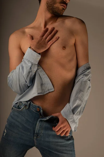 Lgbtq Male Being Seductive Posing Photoshoot Pride Month Studio — Foto de Stock