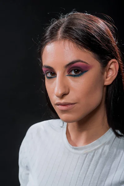 Den Vackra Ansiktet Ung Flicka Med Modern Trendig Makeup — Stockfoto