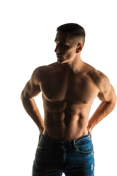 Handsome Attractive Guy Posing Holding His Posture Studio — ストック写真