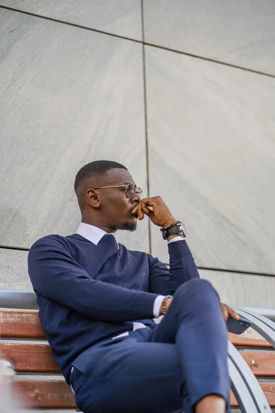 Attractive Handsome Businessman Thinking Lot While Sitting — Foto de Stock