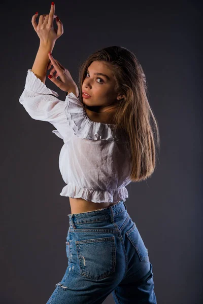 Stylish girl jeans best sale top
