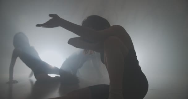 Une Femme Dansant Devant Tandis Que Autres Dans Dos Fumée — Video
