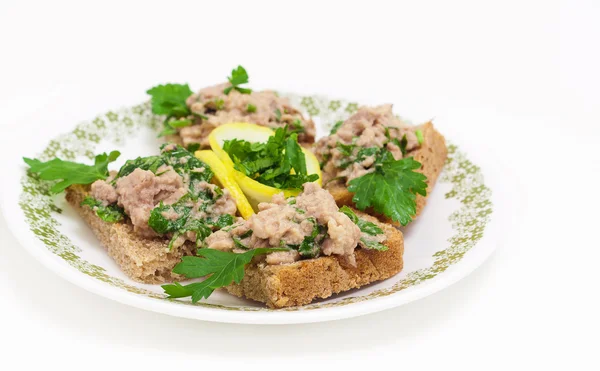 Sandwiches with a cod liver. — Stock Photo, Image