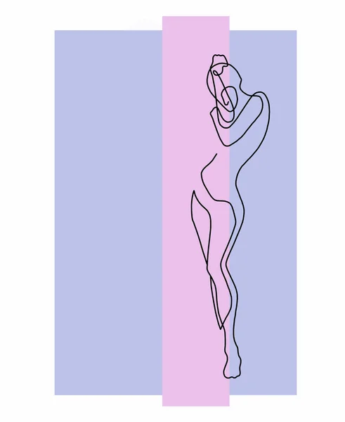 Abstract Black White Figures Woman Background Pink Purple Rectangles Different — стоковое фото