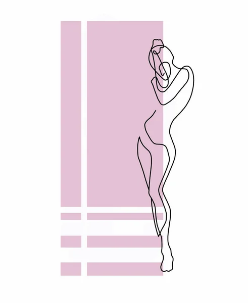 Абстрактні Чорно Білі Фігури Жінки Тлі Прямокутників Пастельних Відтінках Рожевого — стокове фото