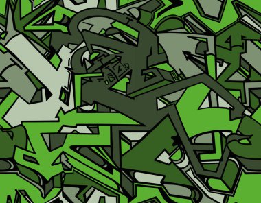 Yeşil renklerle boyanmış siyah çizgilerin soyut çizimi. Kusursuz arkaplan..