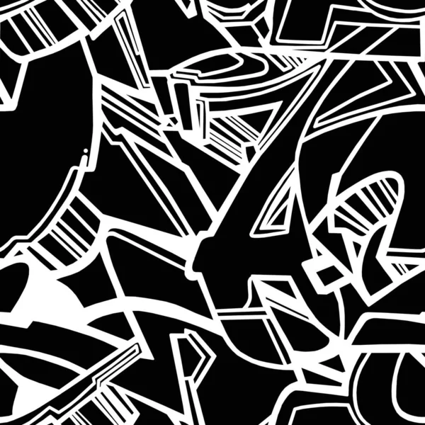 黒と白の漫画のパターン黒の背景 抽象的なデザイン シームレスな背景 — ストック写真