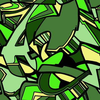 Yeşille boyanmış siyah çizgilerin soyut çizimi. Kusursuz arkaplan.