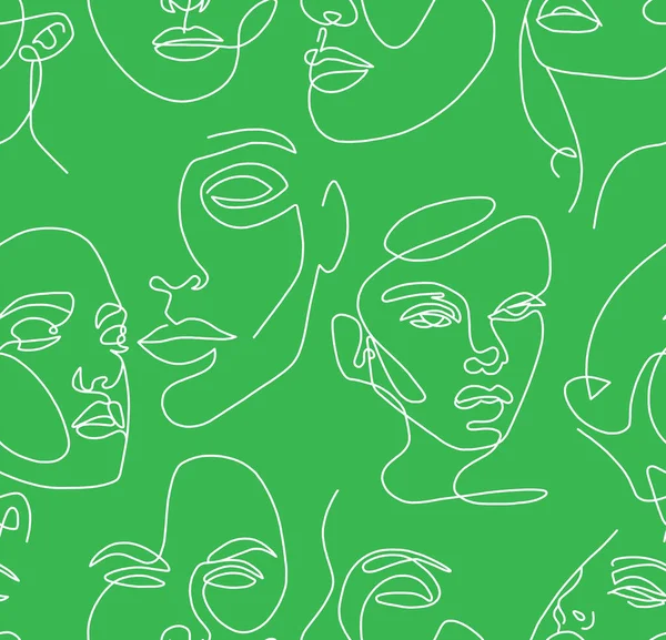 Dessin Abstrait Visages Féminins Avec Des Lys Blancs Sur Fond — Photo