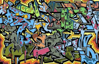 Farklı renklere boyanmış siyah çizgilerin soyut çizimi. Arka plan ve dokular.