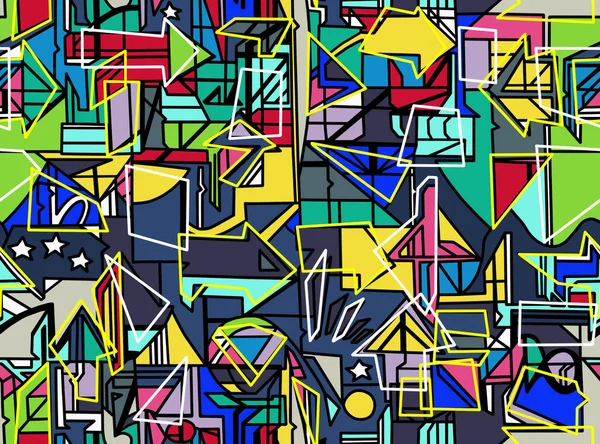 Dibujo Abstracto Líneas Negras Pintadas Colores Multicolores Fondo Sin Costuras — Foto de Stock