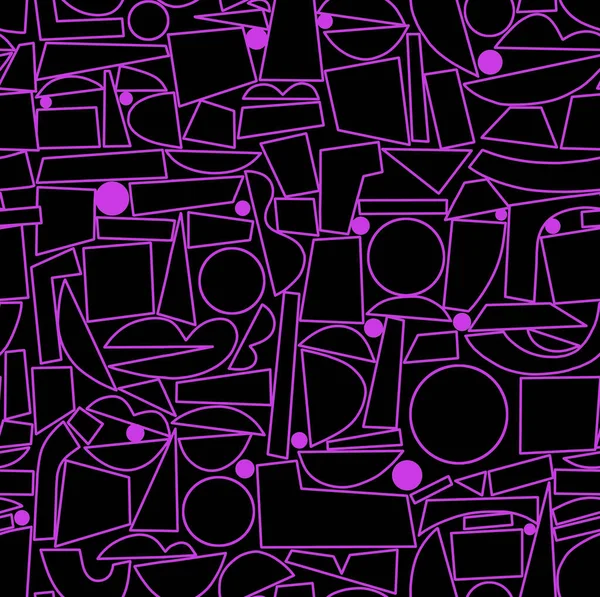 Abstract Drawing Pink Geometric Shapes Black Background Seamless Pattern — Zdjęcie stockowe