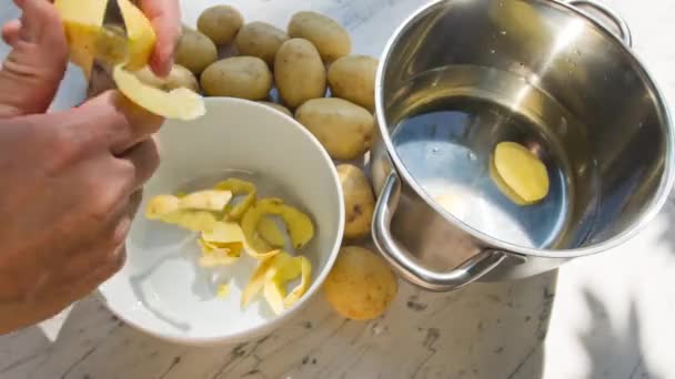 Peeling potatoes — Stock Video