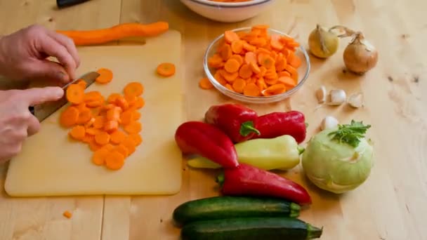 Овощная сковорода — стоковое видео