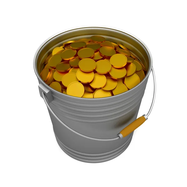 Bucket coins — Stock Photo, Image