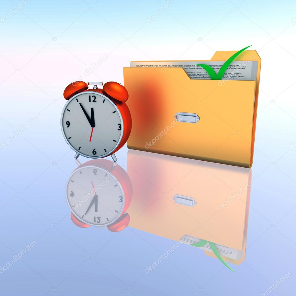 Clock and folder