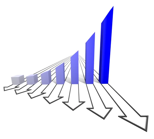 Arrowed business diagram blå — Stockfoto