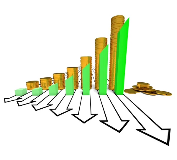 Diagram és -érmék - zöld — Stock Fotó