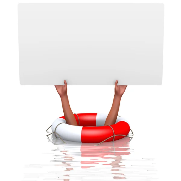 Blank card in drowning hands — Stock Photo, Image