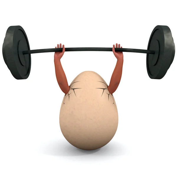 yumurta bir dumbbell tutar.