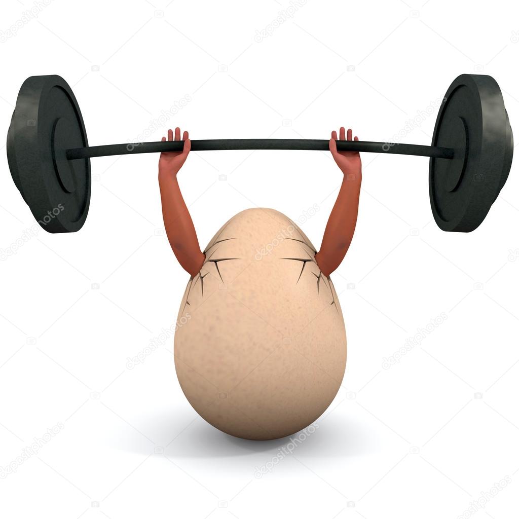 Yumurta bir dumbbell tutar. — Stok Foto © dengess 22363151