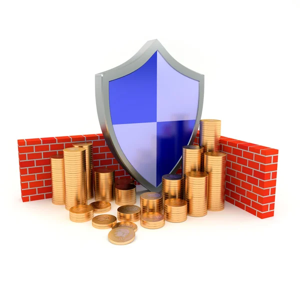 Shield skyddar pengar — Stockfoto