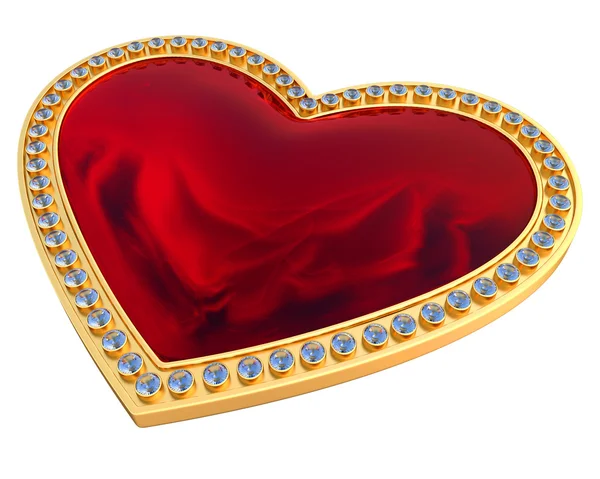 Heart gemstone in gold and diamonds — Stock Photo, Image