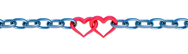 Cadenas con corazón rojo — Foto de Stock