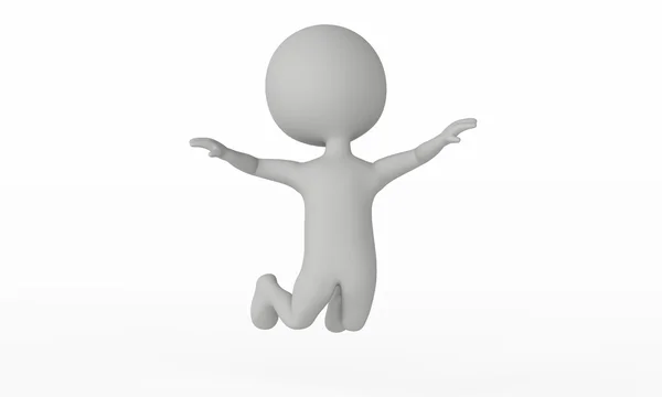 3D гуманоїдний персонаж щасливий стрибок — стокове фото