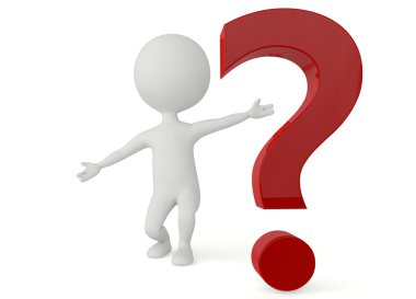 3D insansı karakter sorgulama işareti