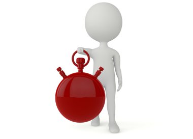 3D insansı karakter bir pocketwatch tutun