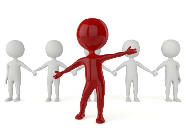 3D insansı karakter kavramı liderlik ve takım