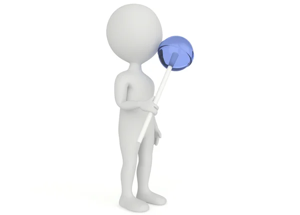 3d humanoid character hold a lollipop — Stock Photo, Image