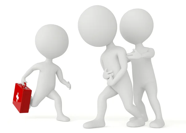 bir ilk yardım kiti ile çalışan 3d insansı karakter