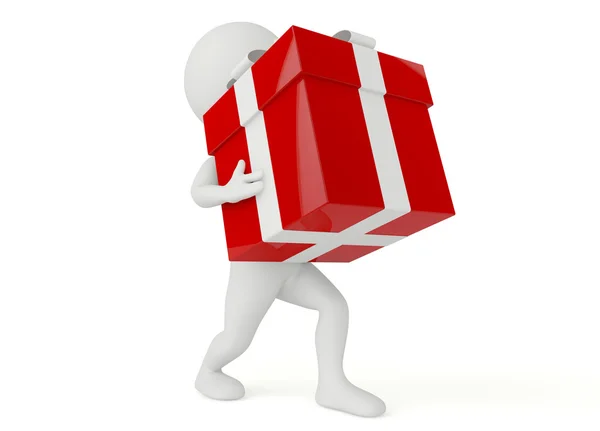 3d carattere umanoide tenere una scatola regalo — Foto Stock
