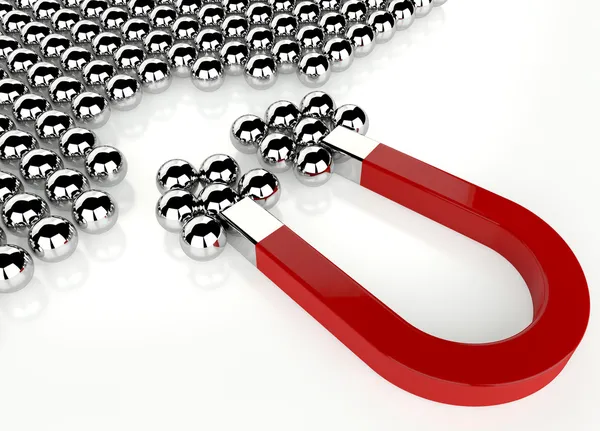 imán atrae las esferas