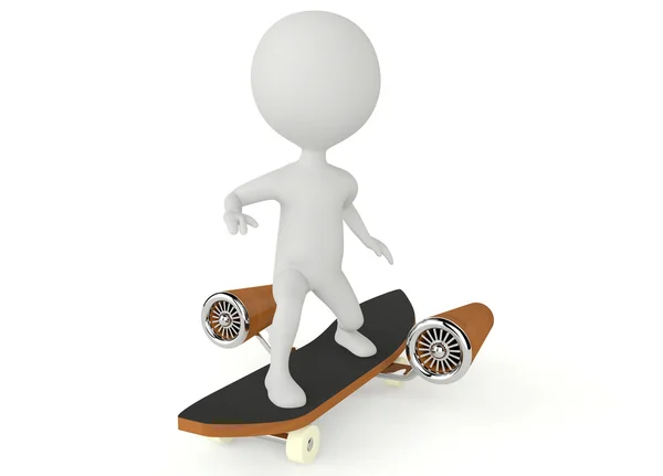 3d humanoid character drive on a skateboard — Stock Photo, Image