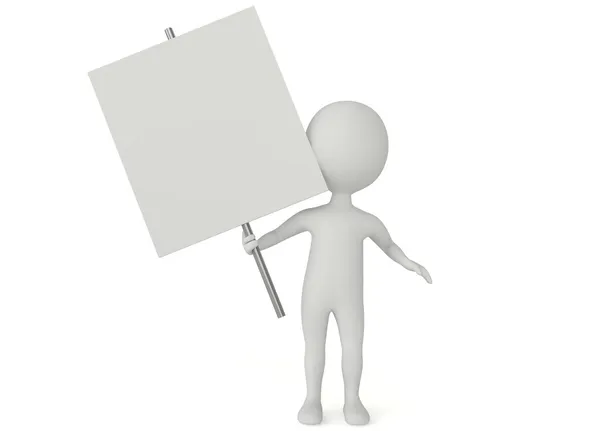 3d humanoid character hold a blank board — Stock Photo, Image