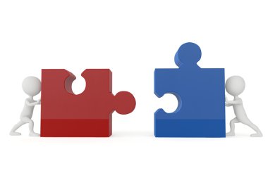 3D insansı karakter itme puzzle parçaları