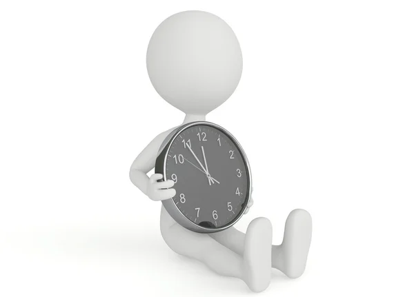 3d humanoid character hold a clock — Stock Photo, Image