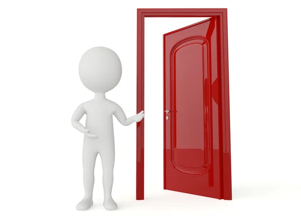 3d humanoid character with a open door — Stock Photo, Image