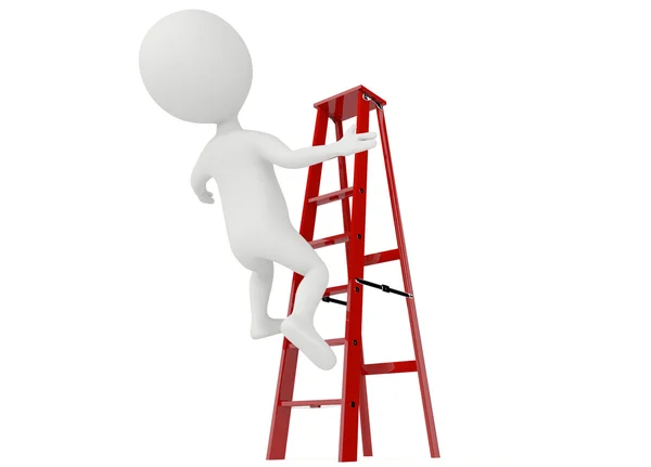 3d humanoid character falling from a red ladder Stock Picture