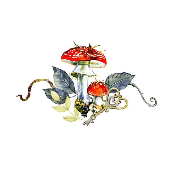 Herbst-Aquarell-Illustration, Halloween-Ornamente, Herbstblumen, Kürbis, festliche Clip-Art, Gestaltungselemente isoliert auf weißem Hintergrund — Stockfoto