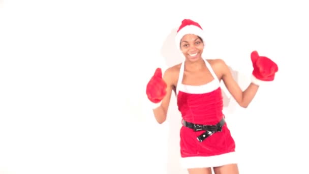 Girl in santa dancer — Stock Video