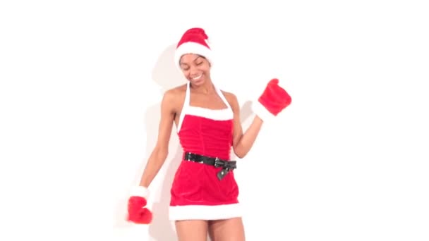 Girl in santa dancer — Stock Video