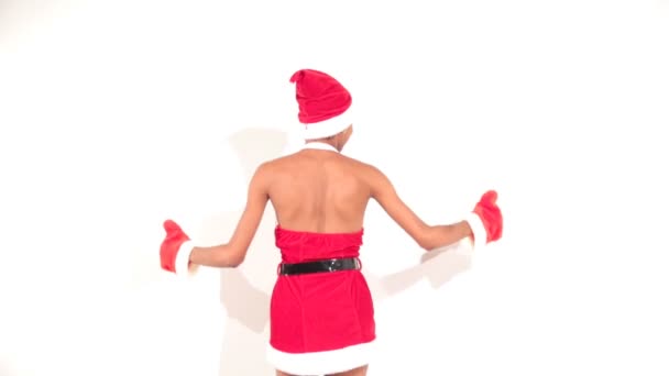 Дівчина в Санта танцівниці — стокове відео