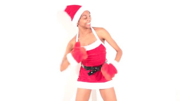 Girl in santa dancer — Stock Video