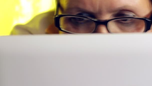 An elderly woman at computer — Stock Video