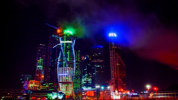 Moscou nova cidade e Rio de Moscou à noite — Vídeo de Stock