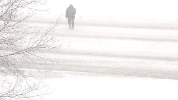 Pessoas na estrada nevada — Vídeo de Stock